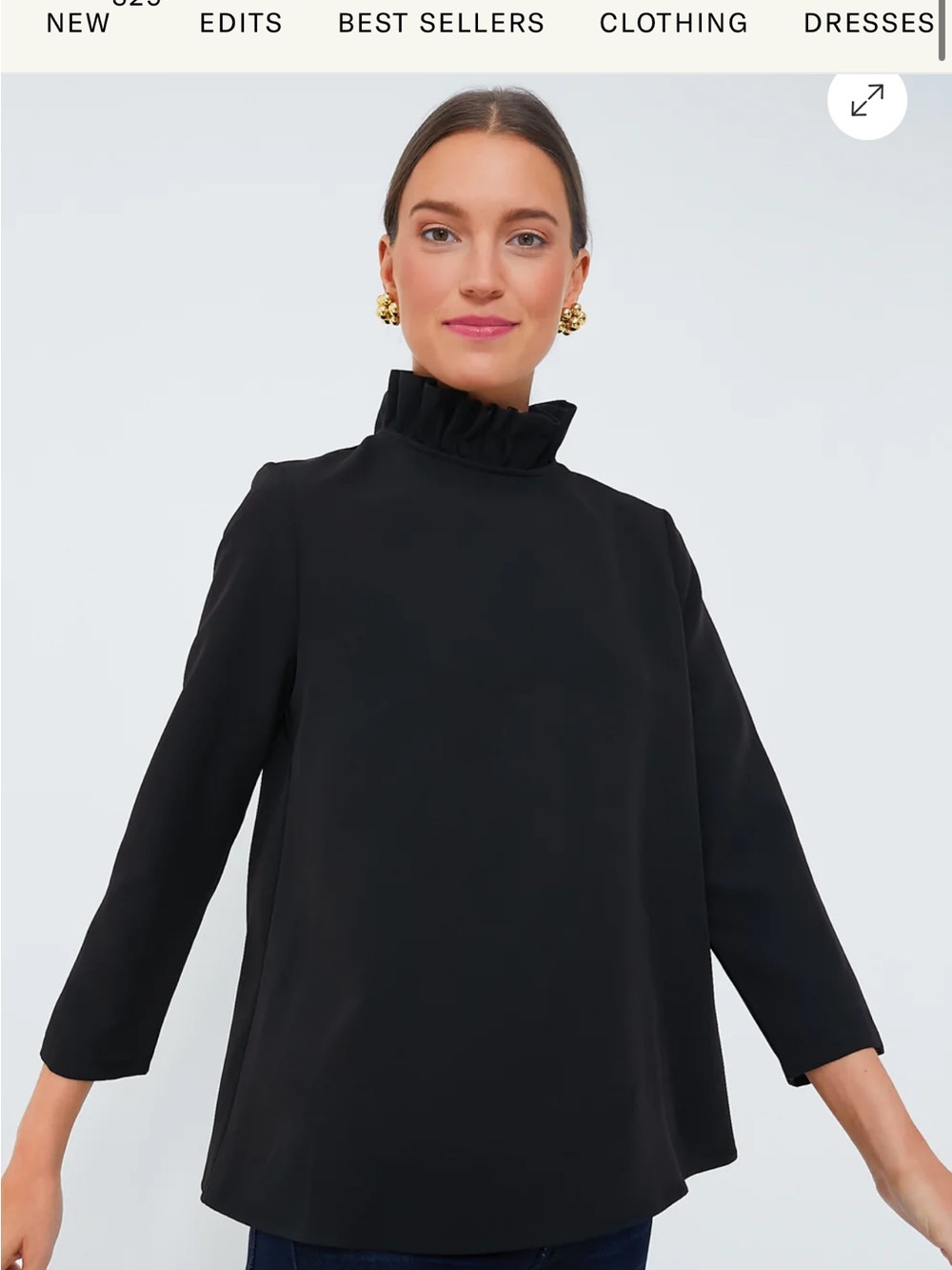 Tuckernuck Black Ruffle-Neck A-Line Blouse
